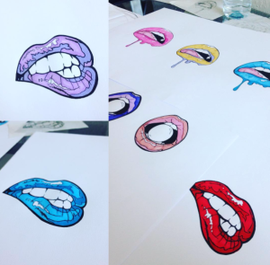 collective lip drawings i made in three separate poses 